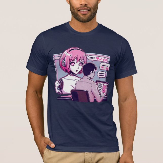 Moe 萌え I Love Chatbots Ai Robots Futuristic Design T-Shirt (Front)
