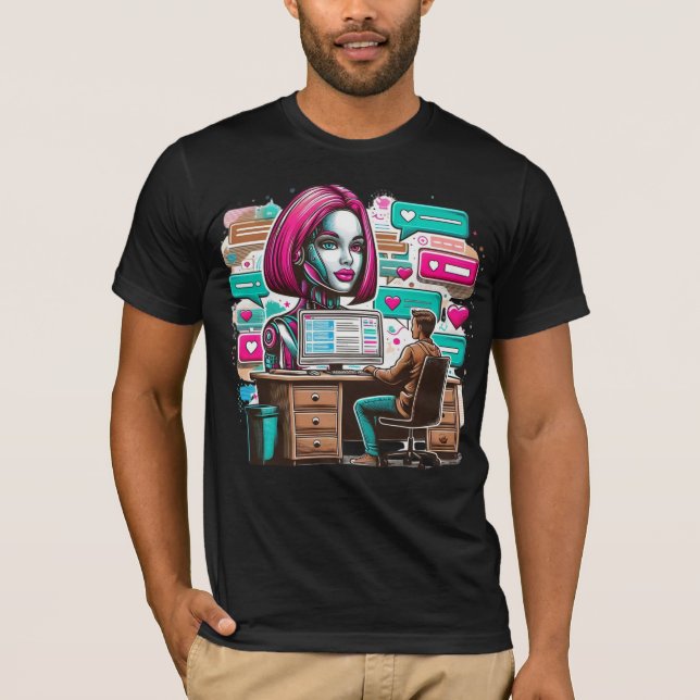 Moe 萌え I Love Chatbots Ai Robots Futuristic Design T-Shirt (Front)