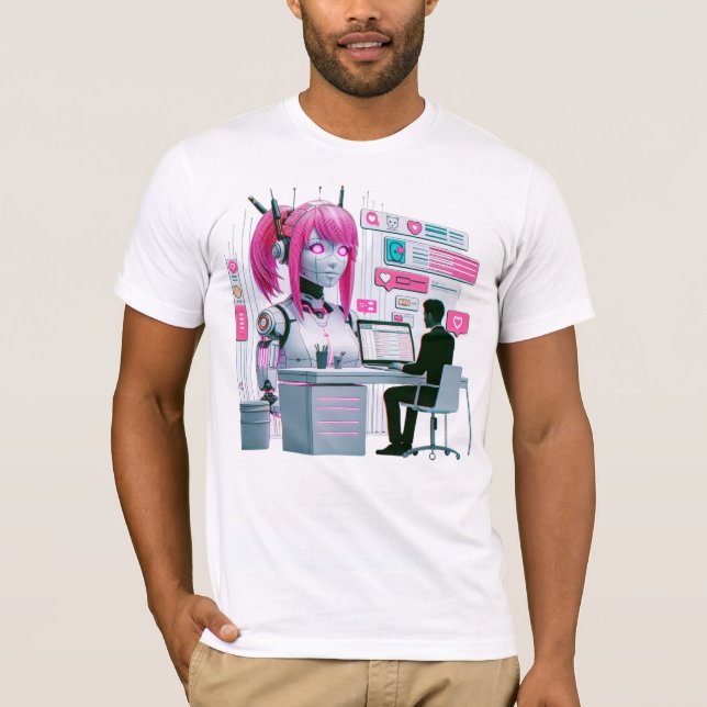 Moe 萌え I Love Chatbots Ai Robots Futuristic Design T-Shirt (Front)