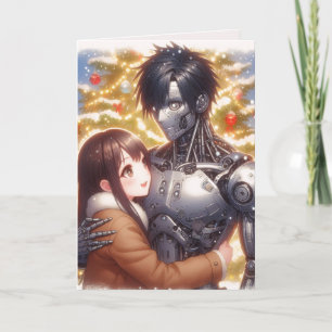Moe Chatbot Love Female + Robot Christmas Holiday Card