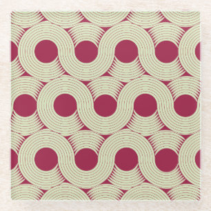 Moebius Stripe: Infinite Red-Green Tile Glass Coaster