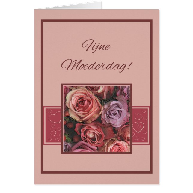 Moederdagkaart dutch Roses & stripes Mother's Day (Front)