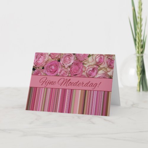 Moederdagkaart dutch Roses  stripes Mothers Day Card