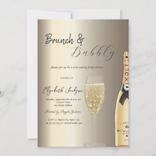  Moet Bottle Glass Champagne Bridal Shower Invitation