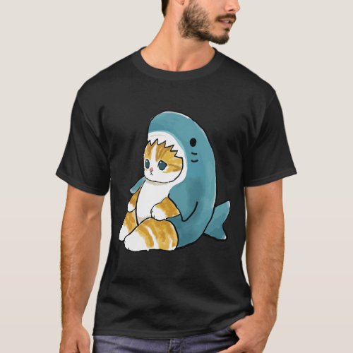 Mofu Sand Cute Cat Drawing In Shark Outfit  T_Shirt