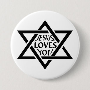 Mogan David Star - Jesus Loves You Button