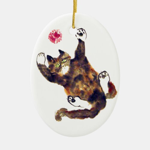 Moggie Merriment for the Calico Kitten Ceramic Ornament