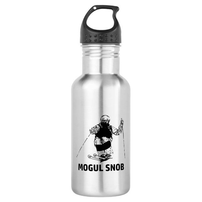 Mogul Skiing Snob Stainless Steel Water Bottle (Front)