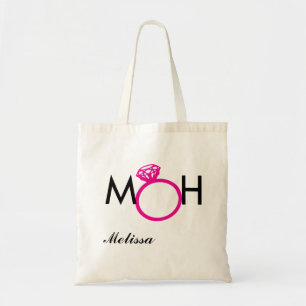 MOH - MAID OF HONOR - PINK RING - NAME TOTE BAG