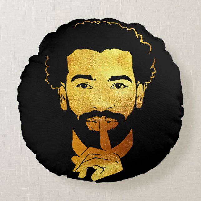 Mohamed Salah, the Egyptian King's Soccer Round Pillow (Front)