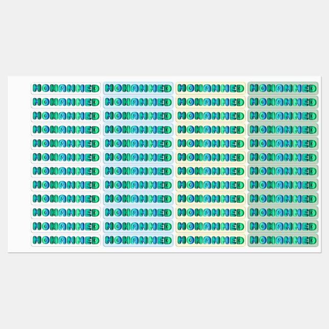 Mohammed baby boy name kawaii 3d optic clothing  labels (Sheet)