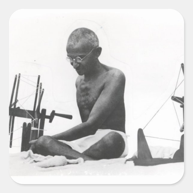 Mohandas Karamchand  Gandhi Square Sticker (Front)
