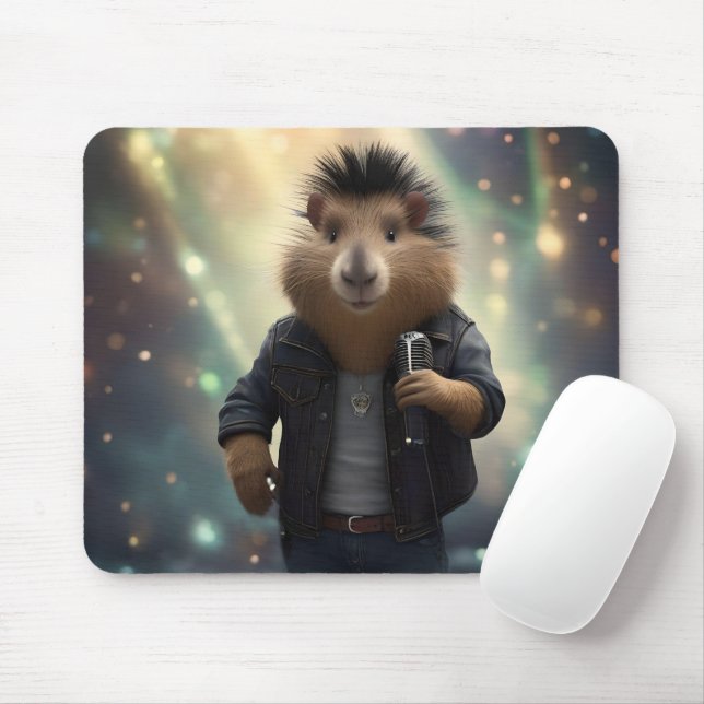 "Mohawk Capybara: Rockin' the River!" Mouse Pad (With Mouse)