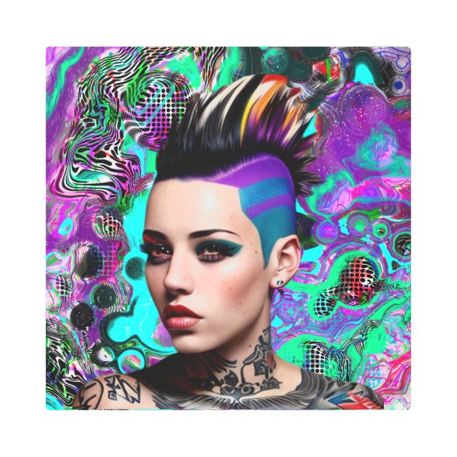 Mohawk Punk Girl Abstract Art (Front)