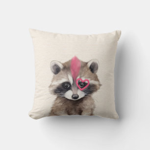Mohawk Raccoon Woodland Nursery Throw Pillow