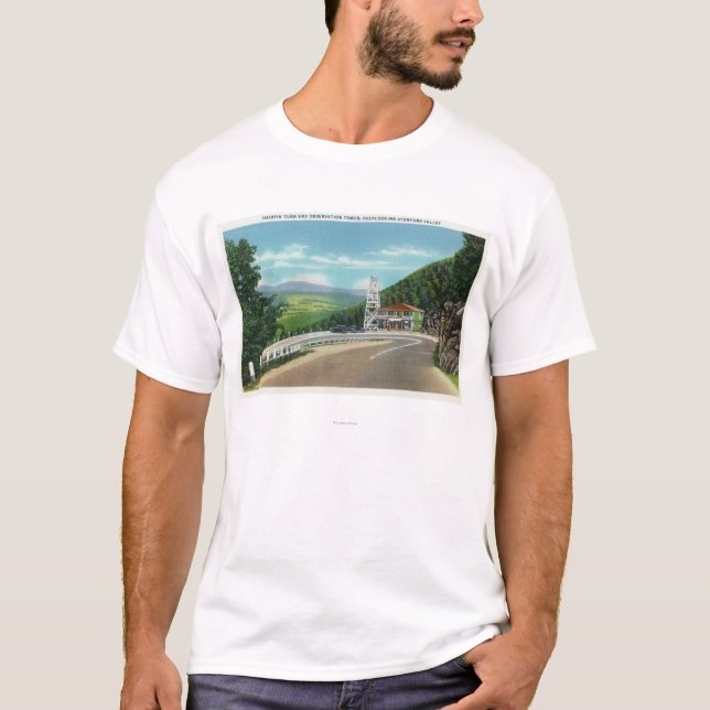 Mohawk Trail Hairpin Turn & Observation Tower T-Shirt (Front)