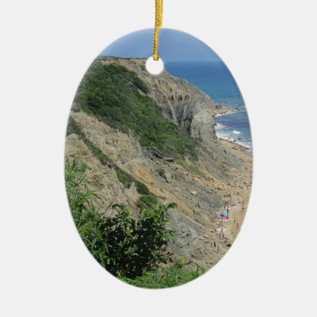 Mohegan Bluffs Block Island Ceramic Ornament (Front)