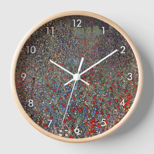 Mohnfeld Gustav Klimt Clock