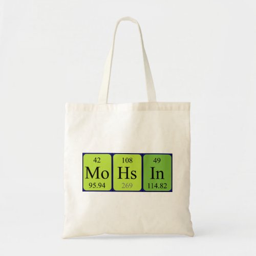 Mohsin periodic table name tote bag