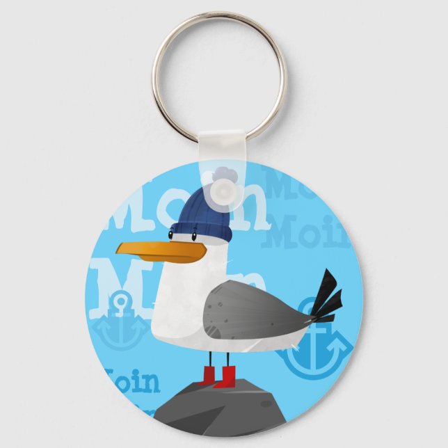 "Moin Moin" Seagull Keychain (Front)