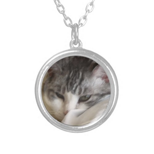 Moira cat Photo Silver Plated Necklace