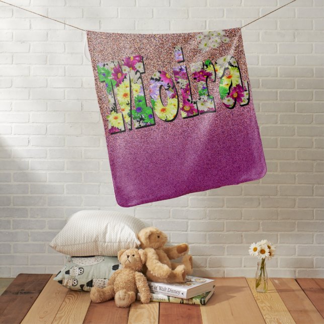 Moira, Girls Name With Daisies,  Baby Blanket (In Situ)