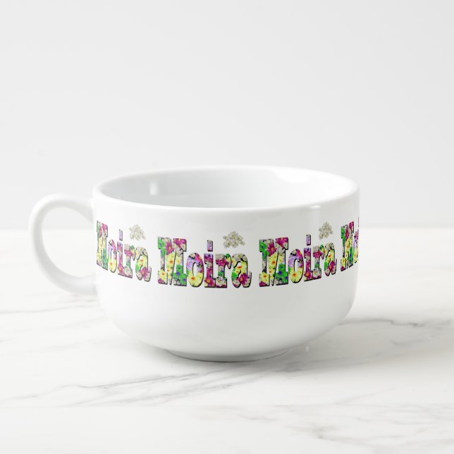 Moira, Girls Name With Daisies,   Soup Mug (Right)