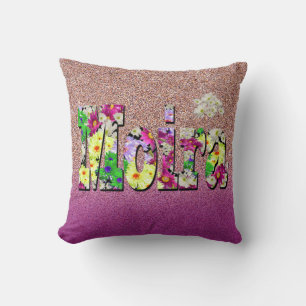 Moira, Girls Name With Daisies, Throw Pillow