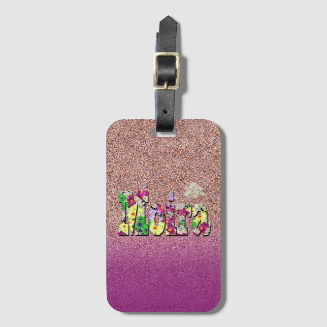 Moira, Ladies Name On Textured Pink, Luggage Tag (Front Vertical)