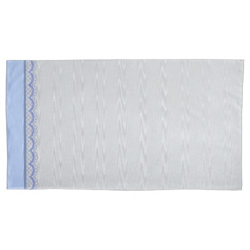 Moir and Lace _ Silver and Serenity Blue Pillowcase