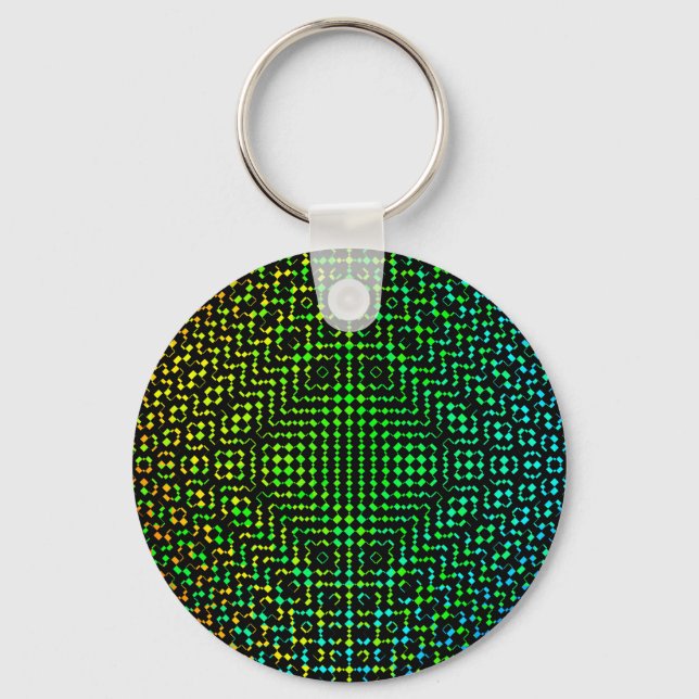 Moire Checkers by Kenneth Yoncich Keychain (Front)