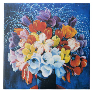 Moise Kisling, Bouquet of Tulips, Ceramic Tile