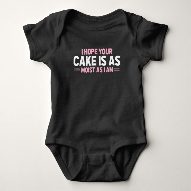 Moist Cake Adult Humor Dirty and Funny Baker Baby Bodysuit (Front)