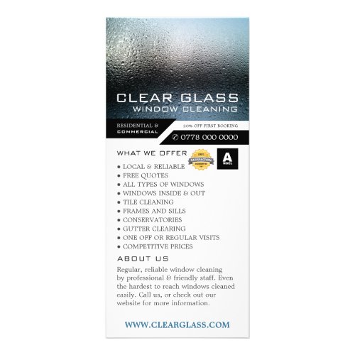 Moist Window Cleaning Service Price List Rack Card