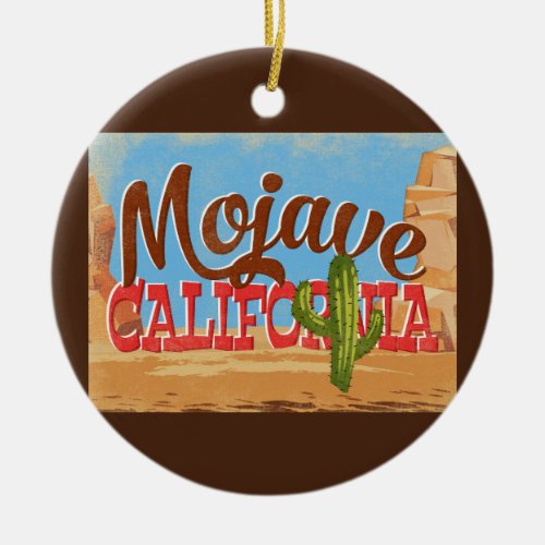 Mojave California Cartoon Desert Vintage Travel Ceramic Ornament
