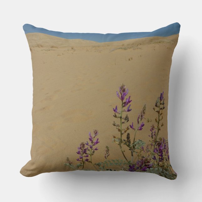 Mojave Indigo Bush and Kelso Dunes Throw Pillow (Front)