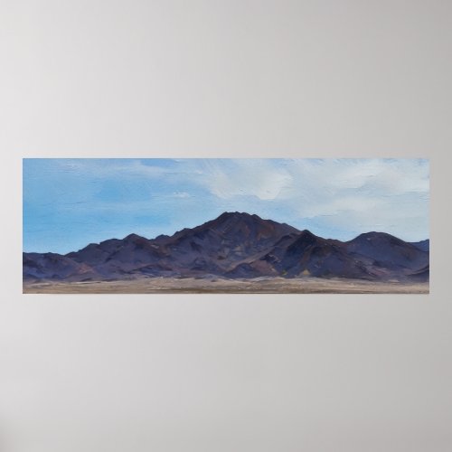 Mojave Valley and Mountain Range Impressionist Art Poster