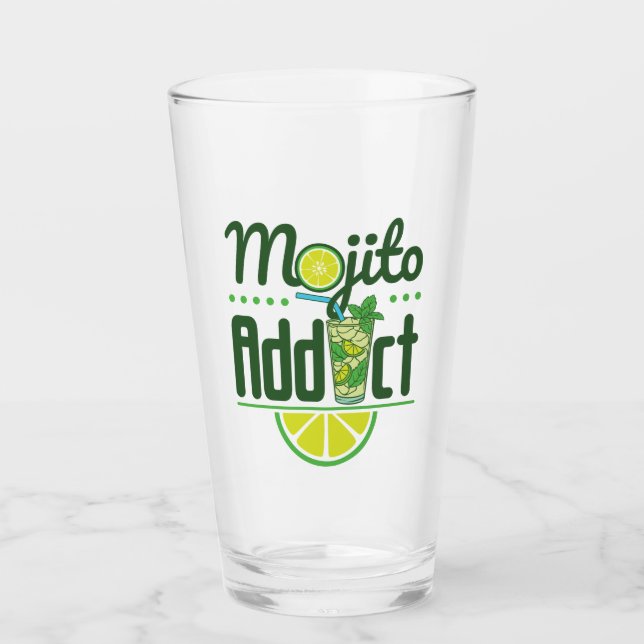 Mojito Addict Cocktail Drinker  Glass (Front)