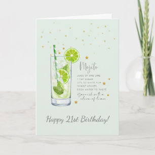 Mojito Cocktail 21st Happy Birthday Card