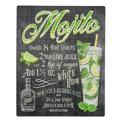 Mojito Cocktail Chalkboard Recipe Jigsaw Puzzle