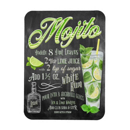 Mojito Cocktail Chalkboard Recipe Magnet