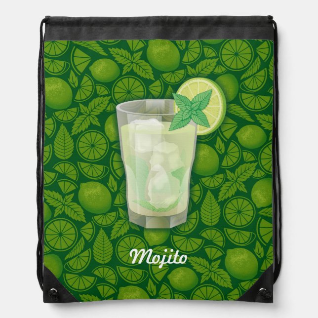 Mojito Cocktail Drawstring Bag (Front)