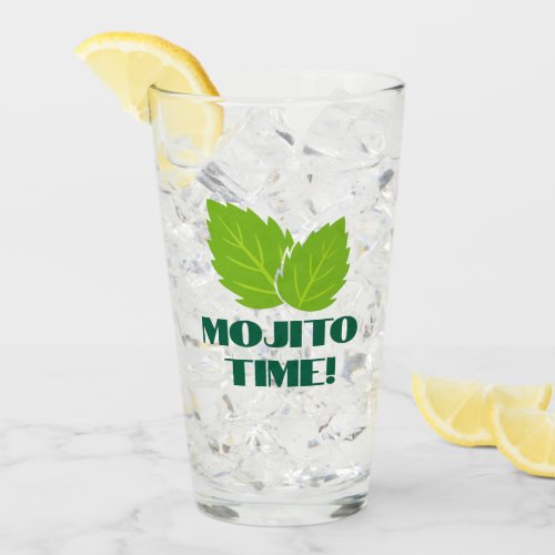 Mojito Cocktail Glass Cup with mint leaf logo