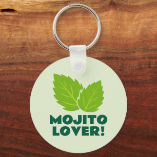 Mojito cocktail lover keychain with mint leaf logo