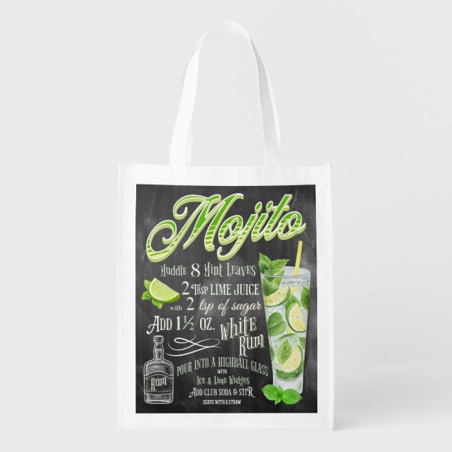 Mojito Cocktail Recipe Grocery Bag (Front)