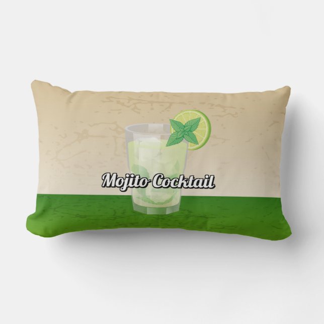 Mojito Cocktail Recipe Lumbar Pillow (Front)