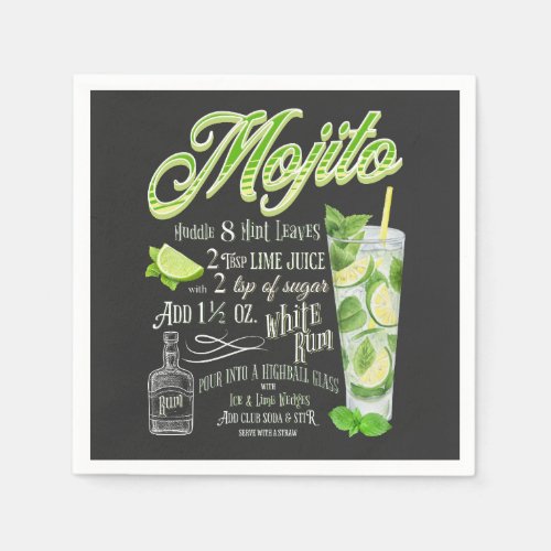 Mojito Cocktail Recipe Napkins