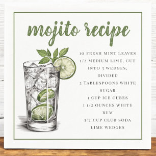 Mojito Cocktail Recipe Summer Party Napkins