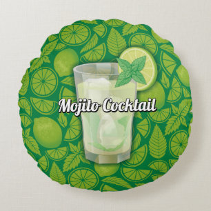 Mojito Cocktail Round Pillow