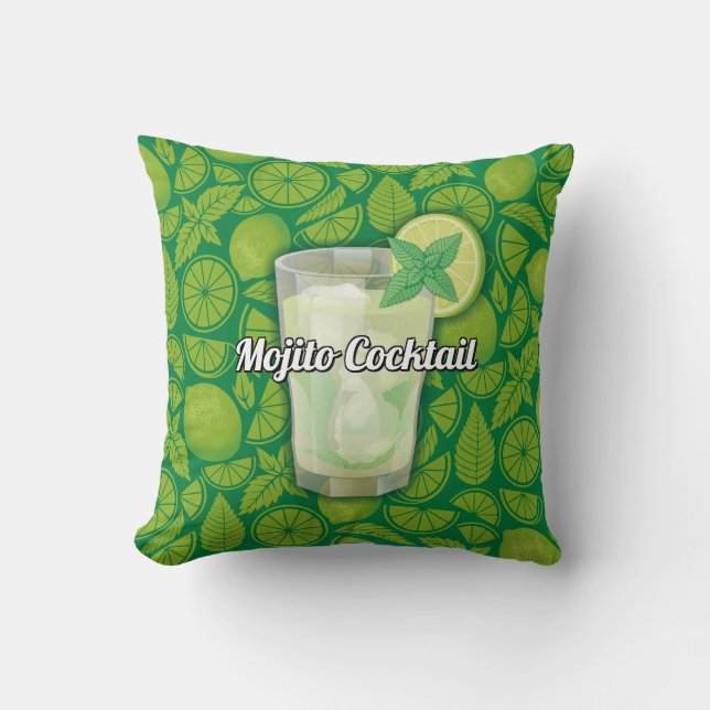 Mojito Cocktail Throw Pillow (Front)